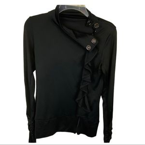 ANTHRO | PURE + GOOD Black Ruffle Zip Jacket